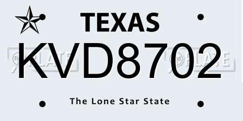 KVD8702 Texas License Plate