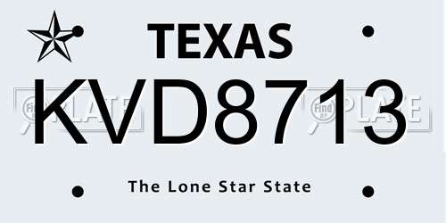 KVD8713 Texas License Plate