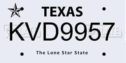 KVD9957 Texas License Plate