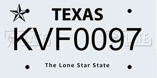KVF0097 Texas License Plate