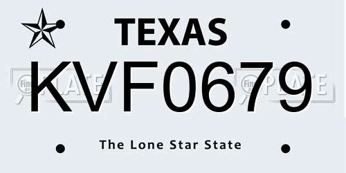 KVF0679 Texas License Plate