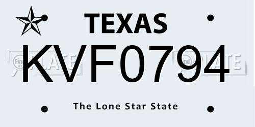 KVF0794 Texas License Plate