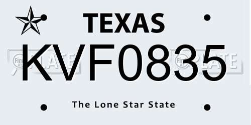 KVF0835 Texas License Plate