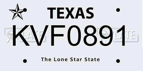 KVF0891 Texas License Plate