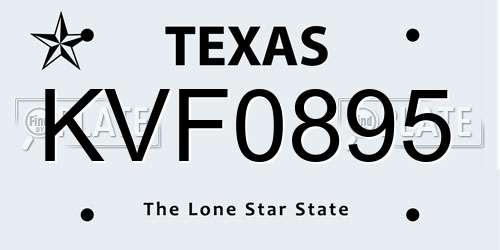 KVF0895 Texas License Plate