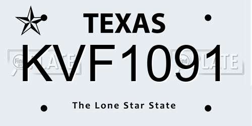 KVF1091 Texas License Plate