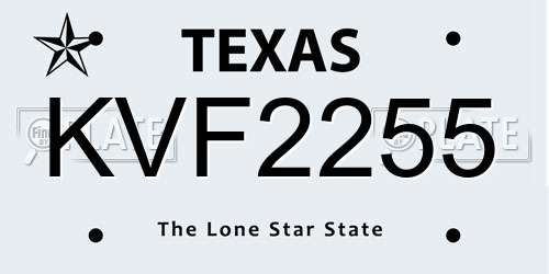 KVF2255 Texas License Plate