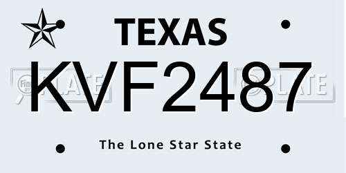 KVF2487 Texas License Plate