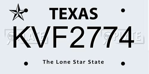 KVF2774 Texas License Plate