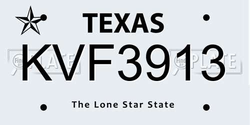 KVF3913 Texas License Plate