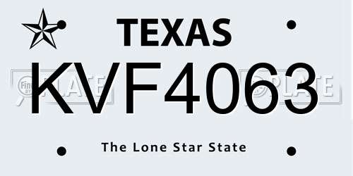 KVF4063 Texas License Plate
