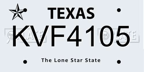 KVF4105 Texas License Plate