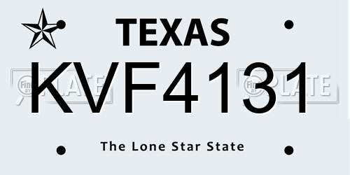 KVF4131 Texas License Plate