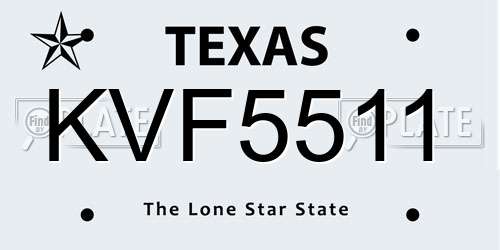 KVF5511 Texas License Plate