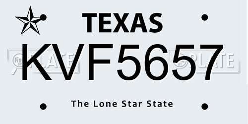 KVF5657 Texas License Plate