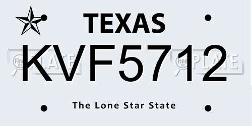 KVF5712 Texas License Plate