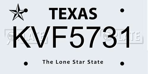 KVF5731 Texas License Plate