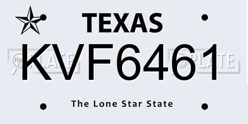 KVF6461 Texas License Plate