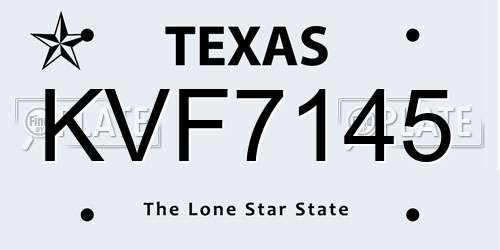 KVF7145 Texas License Plate