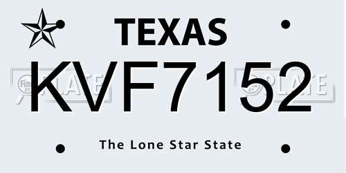 KVF7152 Texas License Plate