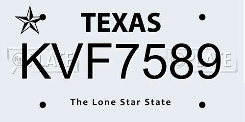 KVF7589 Texas License Plate