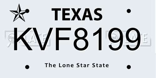 KVF8199 Texas License Plate