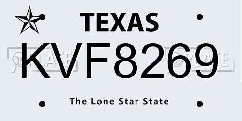 KVF8269 Texas License Plate