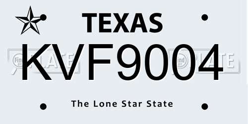 KVF9004 Texas License Plate