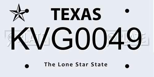 KVG0049 Texas License Plate