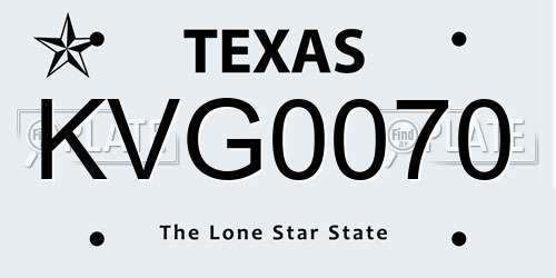KVG0070 Texas License Plate