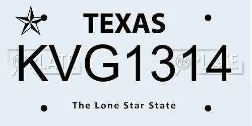 KVG1314 Texas License Plate