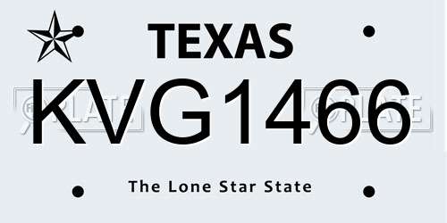 KVG1466 Texas License Plate