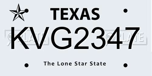 KVG2347 Texas License Plate