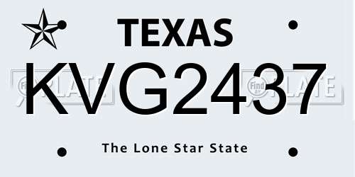 KVG2437 Texas License Plate