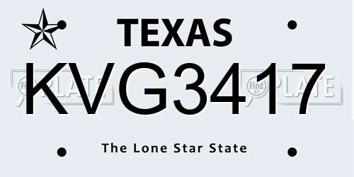 KVG3417 Texas License Plate