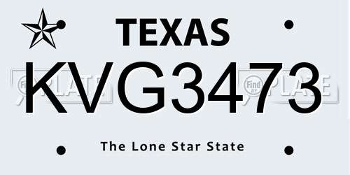KVG3473 Texas License Plate