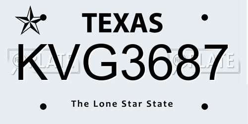 KVG3687 Texas License Plate