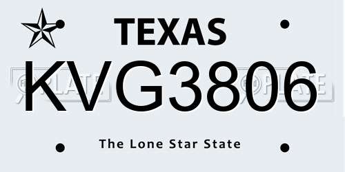 KVG3806 Texas License Plate