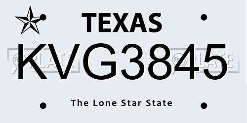 KVG3845 Texas License Plate