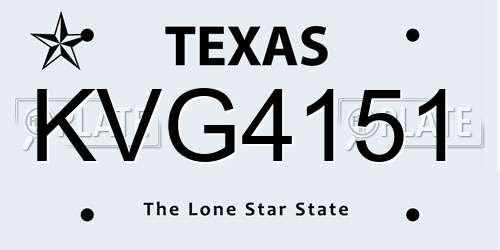KVG4151 Texas License Plate