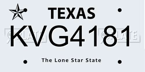 KVG4181 Texas License Plate