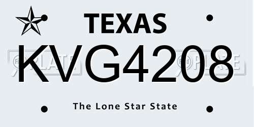 KVG4208 Texas License Plate