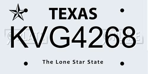 KVG4268 Texas License Plate