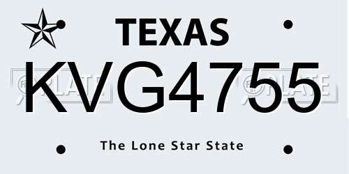 KVG4755 Texas License Plate