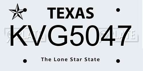 KVG5047 Texas License Plate