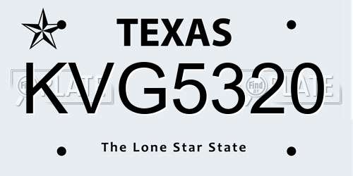 KVG5320 Texas License Plate