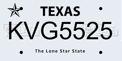 KVG5525 Texas License Plate