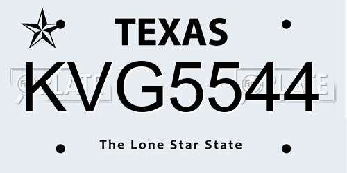 KVG5544 Texas License Plate