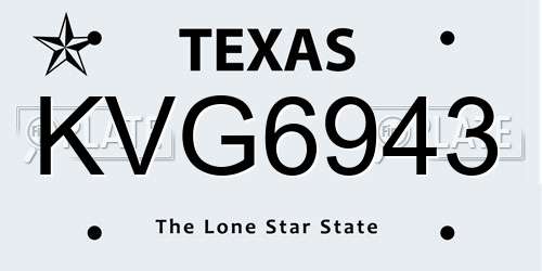 KVG6943 Texas License Plate