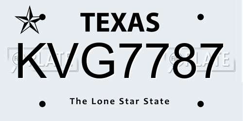 KVG7787 Texas License Plate